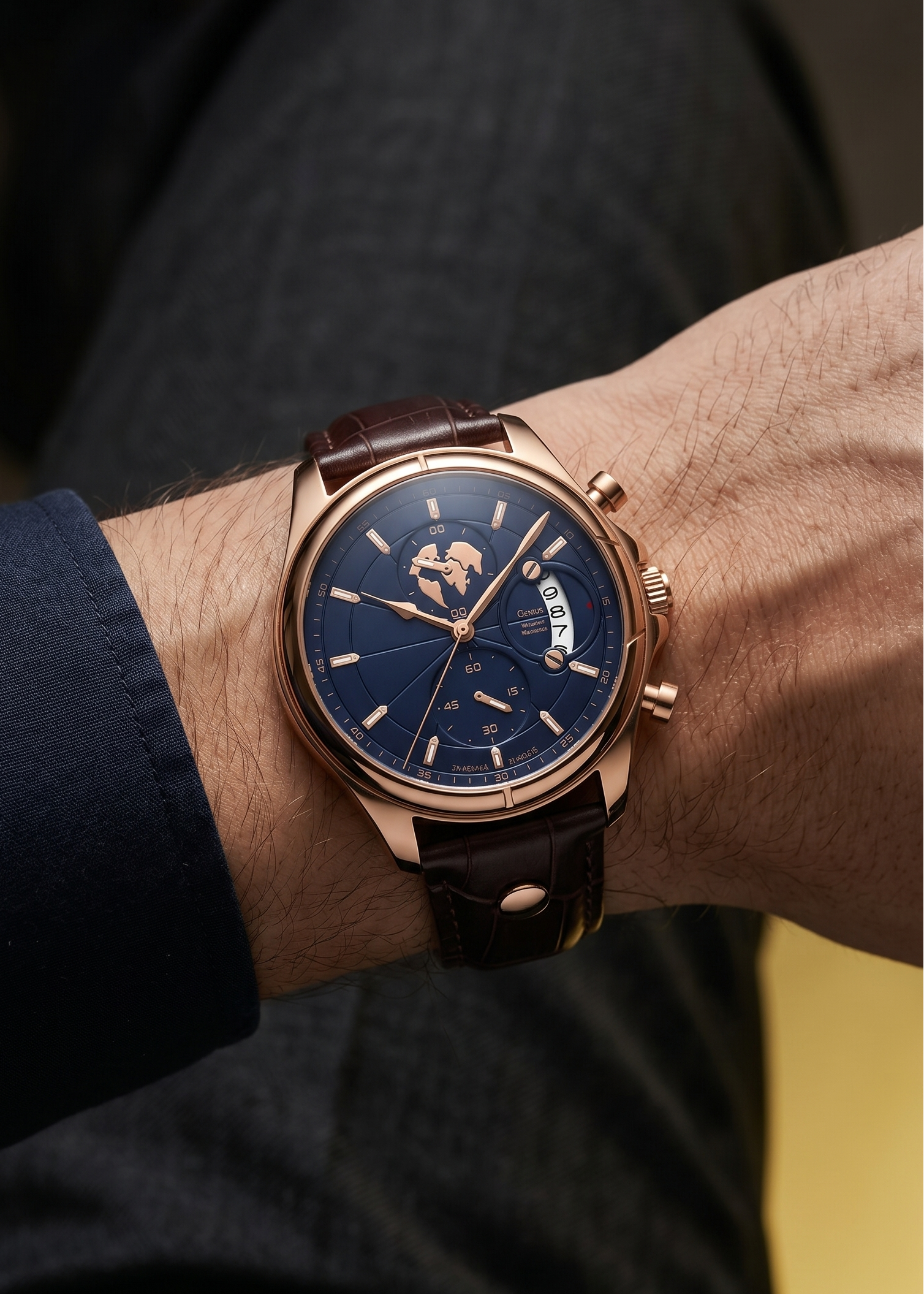 Aldric Voss — El Cronógrafo Meridian Azul Marino